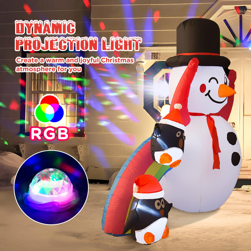 Christmas Inflatable Snowman with Dynamic Projection Lights