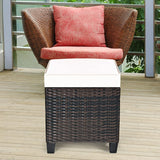 Hysache Outdoor Patio Ottoman Set of 2, All Weather Rattan Ottoman Set