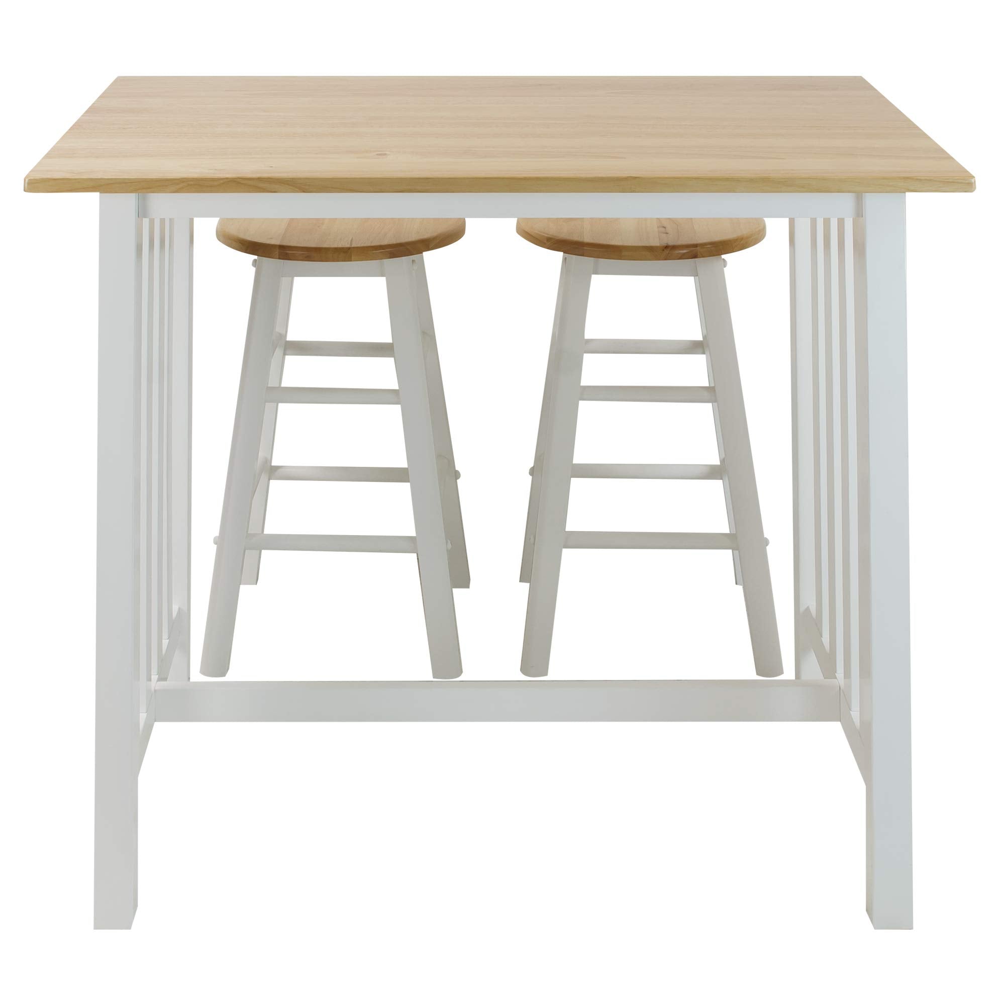 3-Piece Breakfast Set with Solid American Hardwood Top, White
