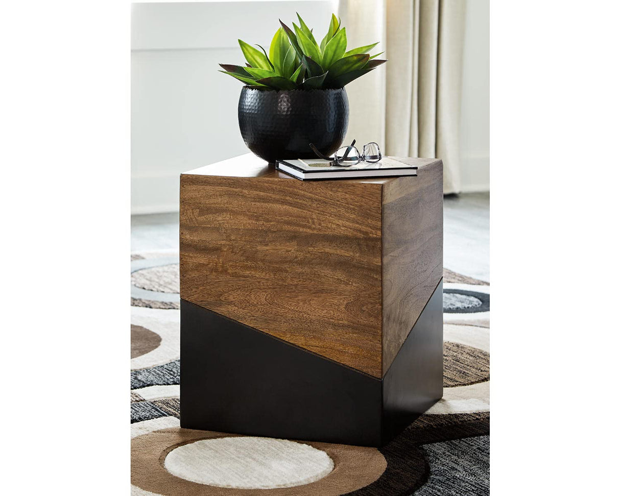 Trailbend Eclectic Accent End Table, Brown & Gunmetal