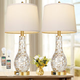 Gold Table Lamps for Living Room Set of 2