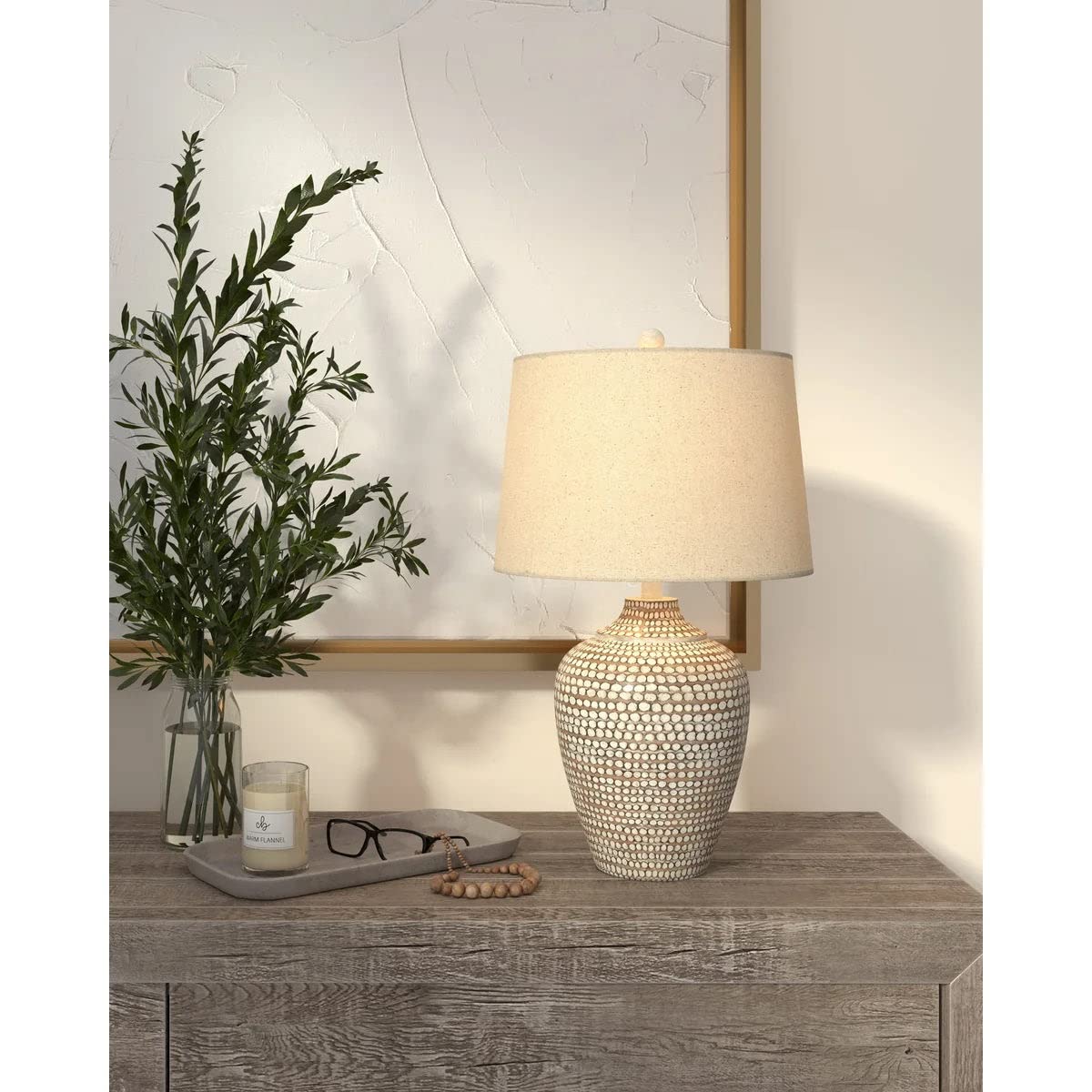 Alese Textured Dot Jug Table Lamp, Neutral Earth Finish