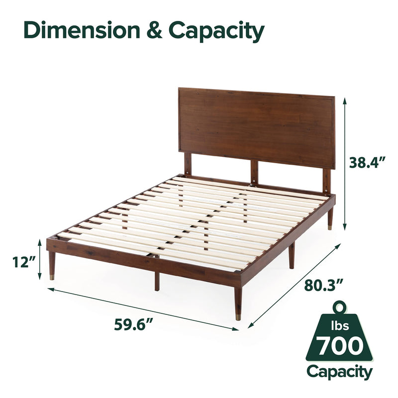 Raymond Wood Platform Bed Frame with Adjustable Wood Headboard / Solid Wood Foundation