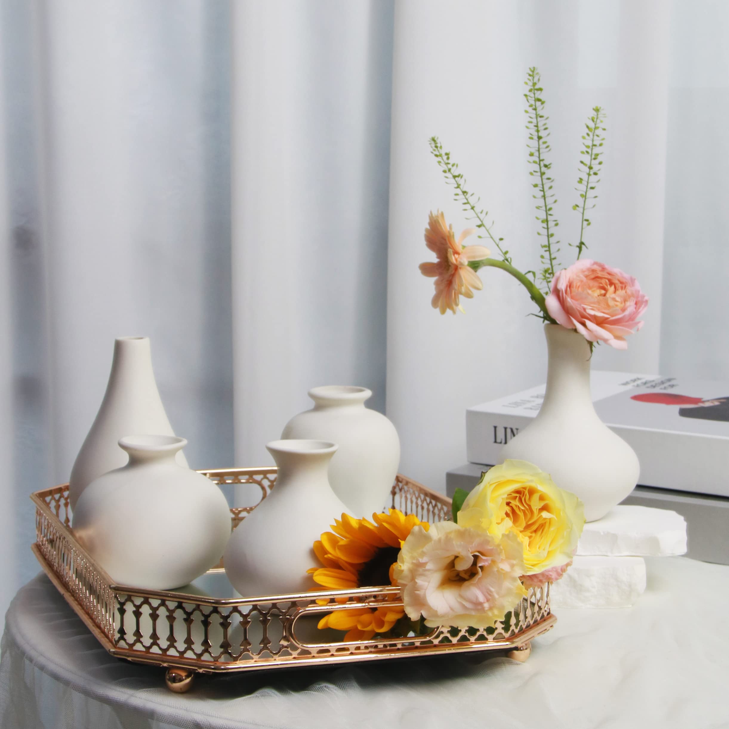 Small Flower Vases of 5, Living Room Decorations Bud vase