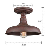 Lighting Vintage Retro Rustic Metal Barn Semi Flush