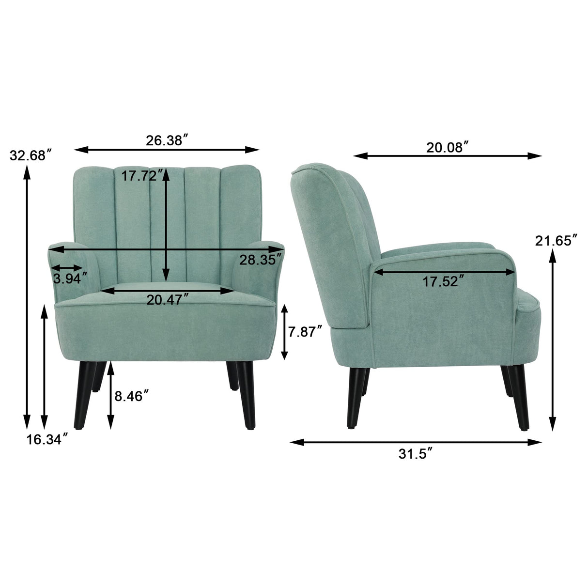 Accent Chairs, Fabric Upholstered Armchairs, Mid Century Modern Accent Chair