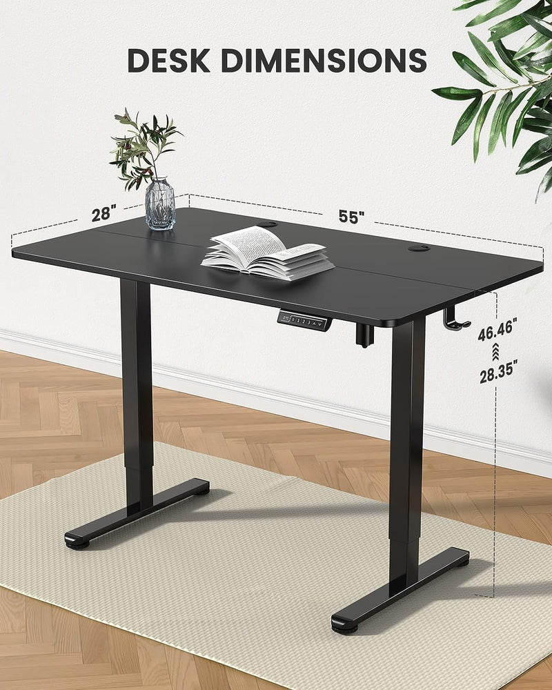 Height Adjustable Electric Standing Desk, 55 x 28 Inches Sit Stand up Desk