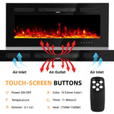 Wall Fireplace Electric with Remote Control Freestanding