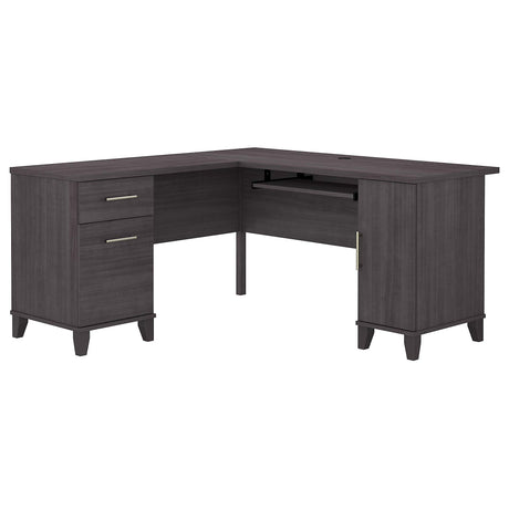 Somerset L Shaped Desk with Storage in Storm Gray Corner