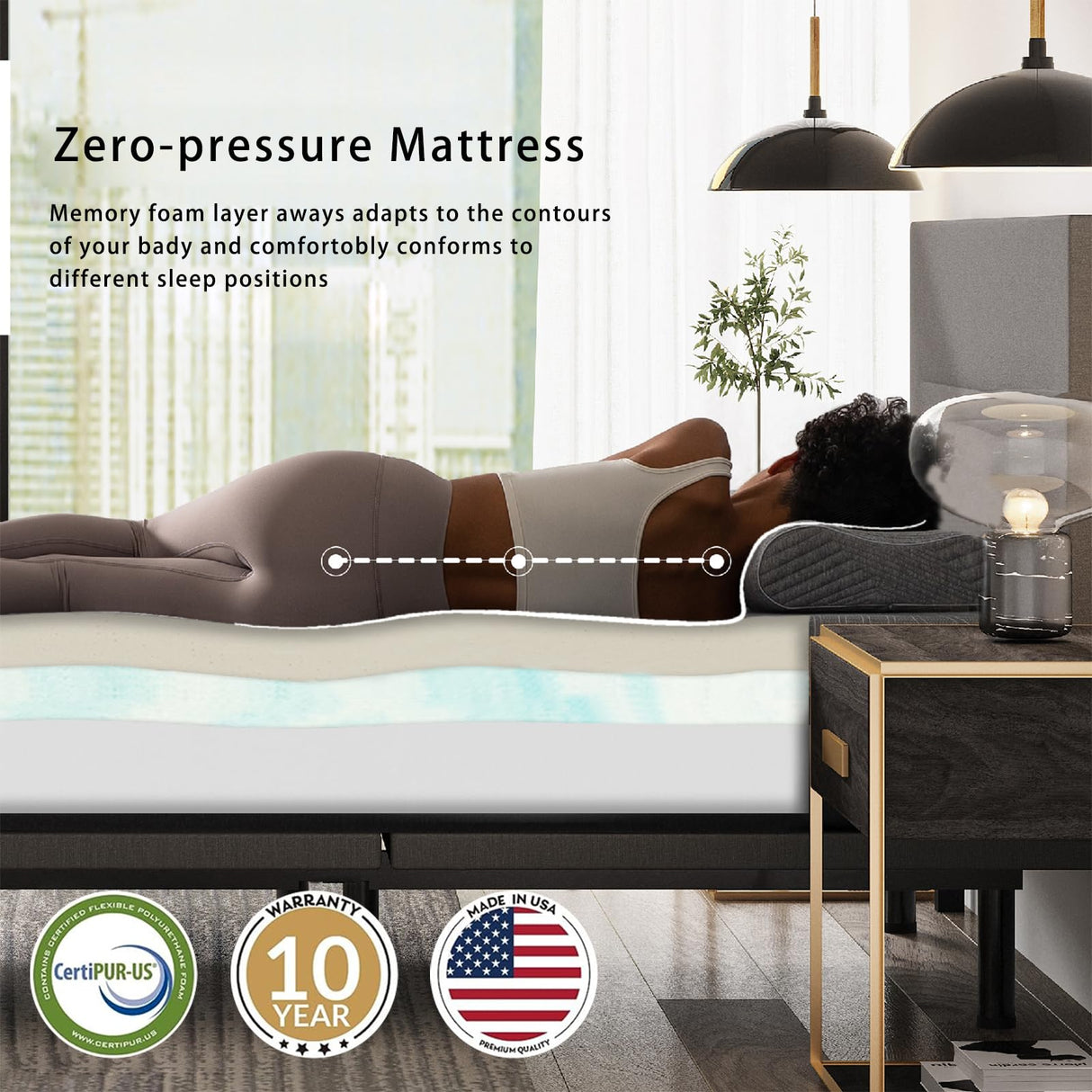 Queen Size Mattress, 12 Inch Cooling Gel Memory Foam Mattress