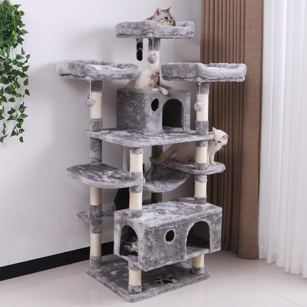 Large Cat Tree Condo with Sisal Scratching Posts Perches Houses Hammock, Cat Tower Furniture