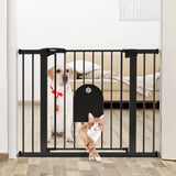 Auto Close Baby Gate with Small Cat Door, 29-43" Metal Cat Gate for Doorway, Stairs