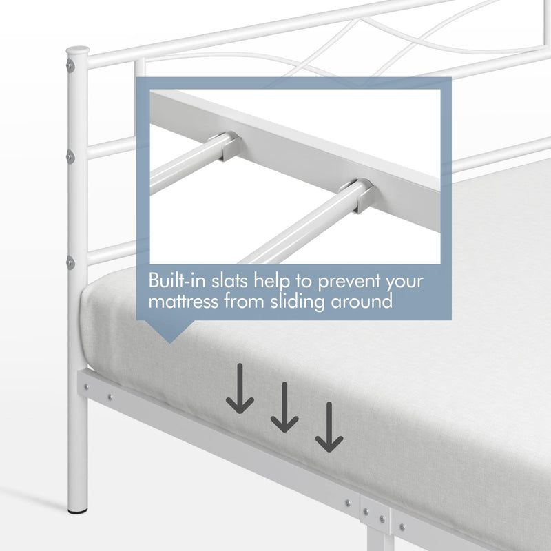 Metal Full Size Bed Frame, Platform Bed Frame, Mattress Foundation with Curved Design Headboard & Footboard,