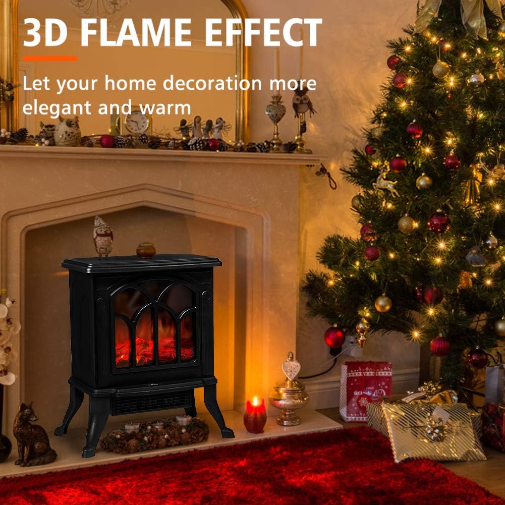 Electric Fireplace Heater Portable Stove with 3D Realistic Flame Effect