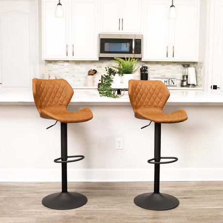 Adjustable Bar Stools Set of 2, Rustic Swivel Barstools with Back