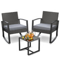 3 Pieces Wicker Patio Furniture Set, Modern Rocking Conversation Set