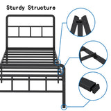 Twin Size Metal Bed Frame with Headboard and Footboard, 14 Inch Black Heavy Duty Mattress Foundation