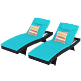 Chaise Lounge Set of 2, Rattan Wicker Patio Lounge Chairs for Outside