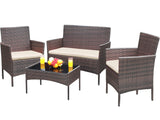 Patio Furniture 4 Pieces Conversation Sets Outdoor Wicker Rattan Chairs