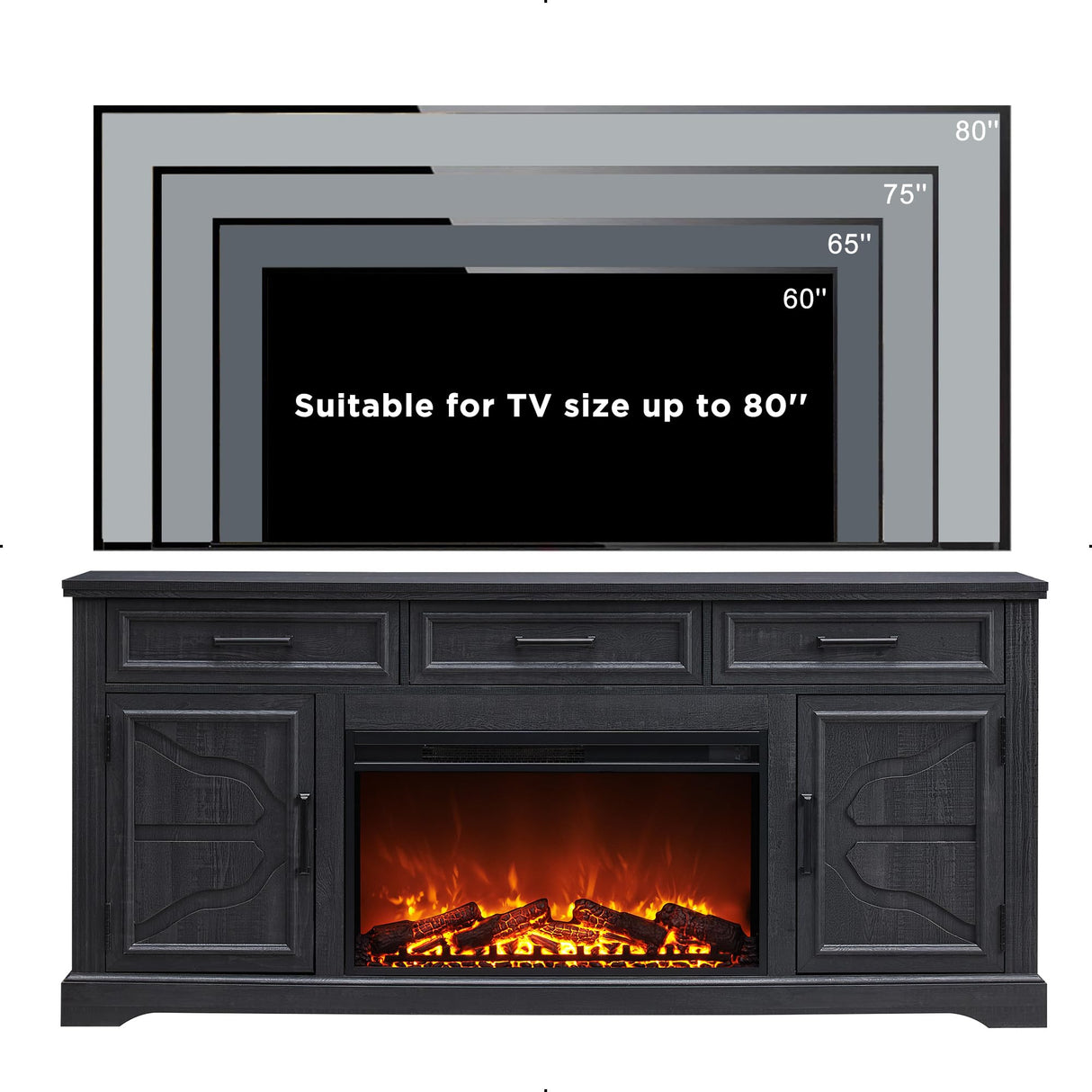 Entertainment Center with 30" Electric Fireplace