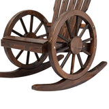 2PCS Wagon Wheel Wood Rocking Chair Outdoor