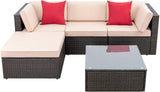 5 Pieces Patio Furniture Sets All Weather Outdoor Sectional Patio Sofa Manual Weaving