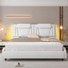 Upholstered Platform Bed Frame with Adjustable LED Headboard, Pu Leather