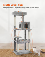 Cat Tree for Large Cats Adult with Metal Plush Big Hammock, 56.3" Cat TowerZ