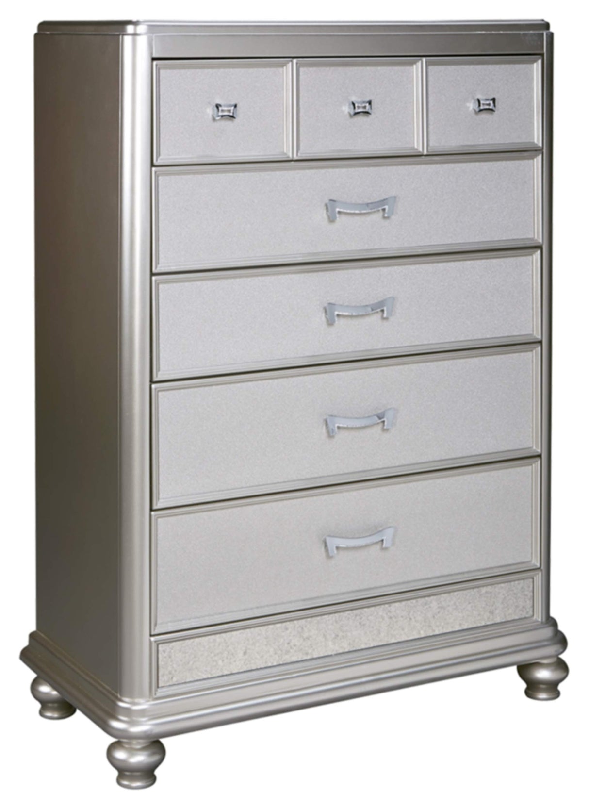 Coralayne Glam 5 Drawer Chest with Faux Shagreen Drawer Fronts