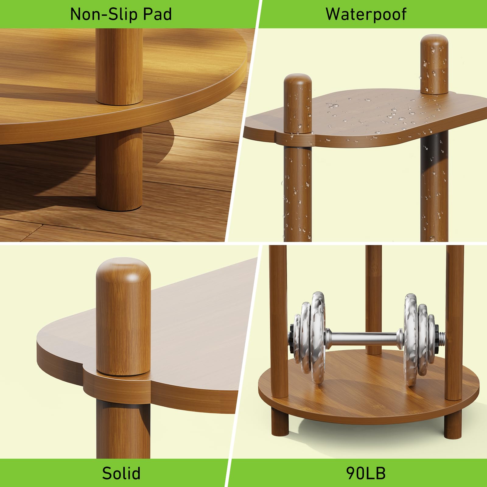 Enisudo 3-Tier Bamboo Plant Stand – Elegant Walnut Display Shelf
