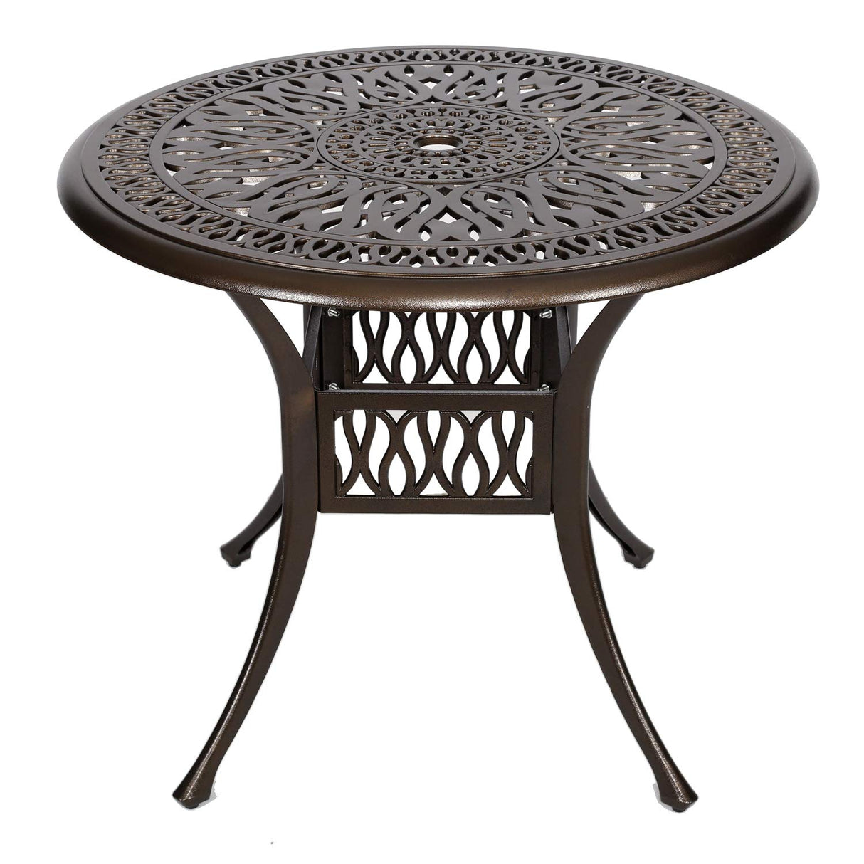 35" Outdoor Dining Table, Patio Cast Aluminum Table, Bistro Round Table