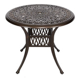 35" Outdoor Dining Table, Patio Cast Aluminum Table, Bistro Round Table