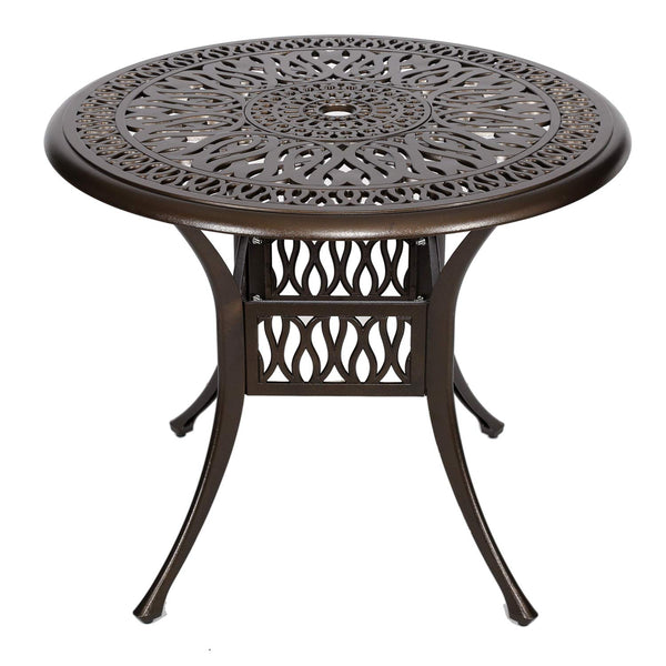 35" Outdoor Dining Table, Patio Cast Aluminum Table, Furniture Set, Bistro Round Table