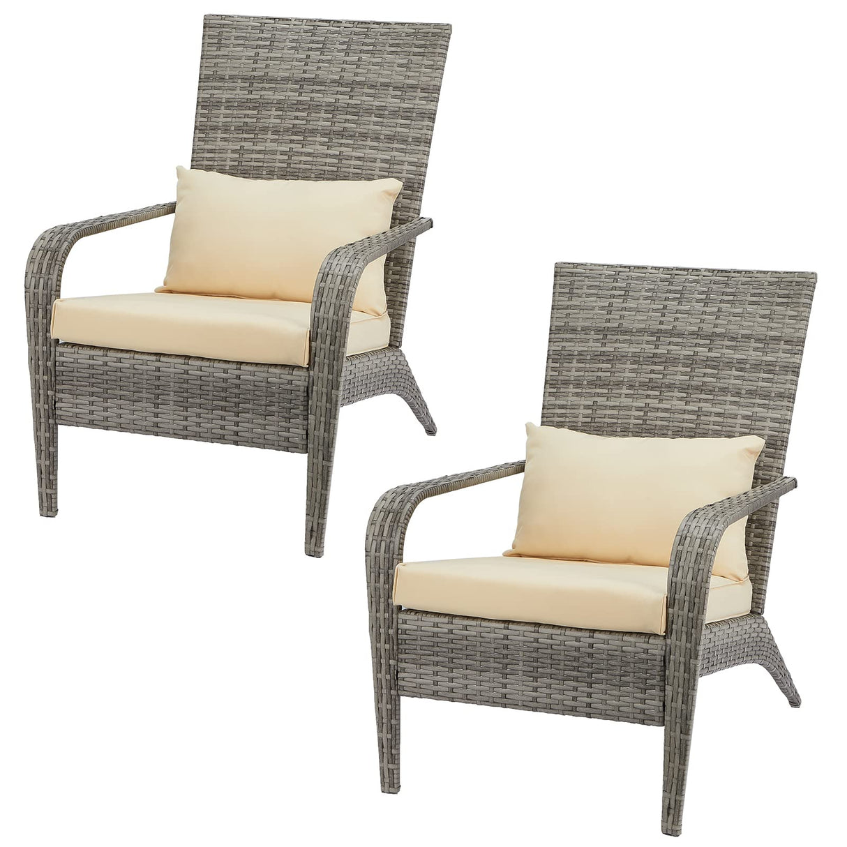 2 Pieces Patio Adirondack Wicker Chair