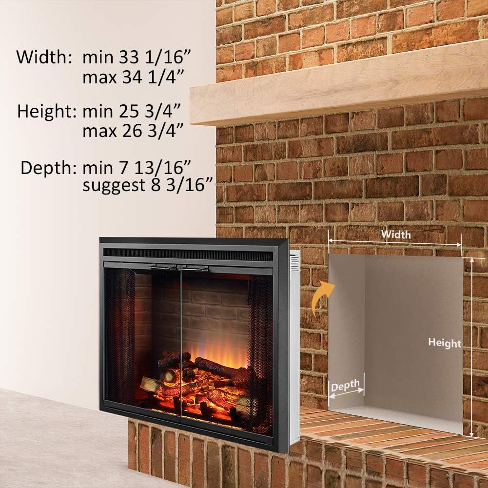 Klaus Electric Fireplace Insert with Fire Crackling Sound