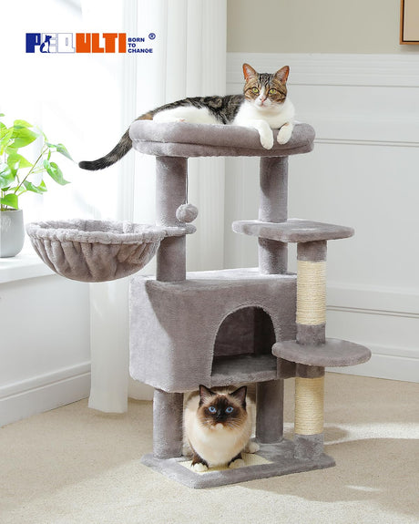 Cat Tree for Large Cats, Cat Tower for Indoor Cats with Large Hammock