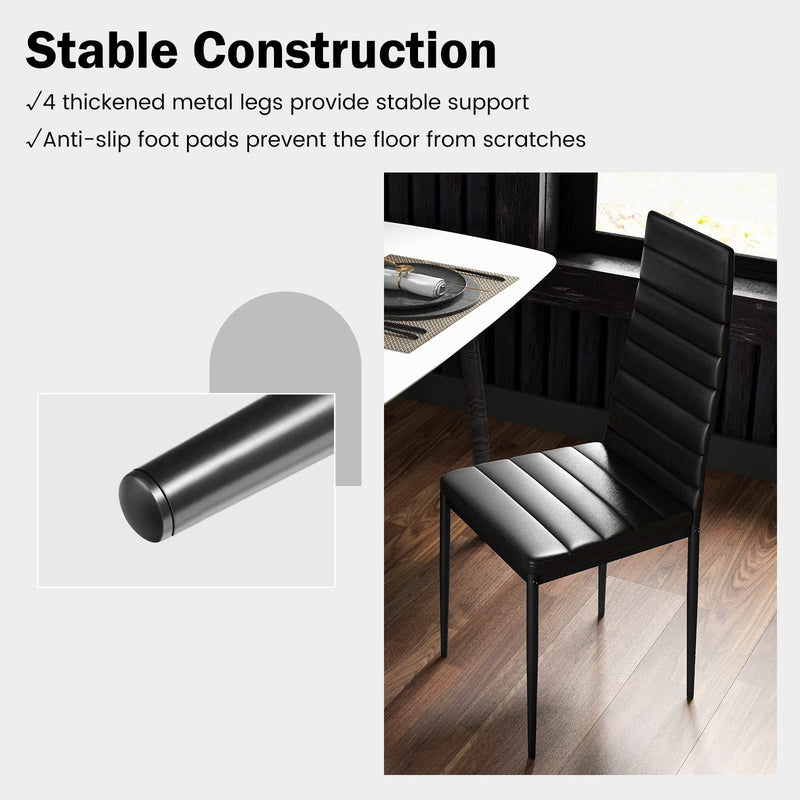 Black Polyvinyl Chloride Metal Dining Chair