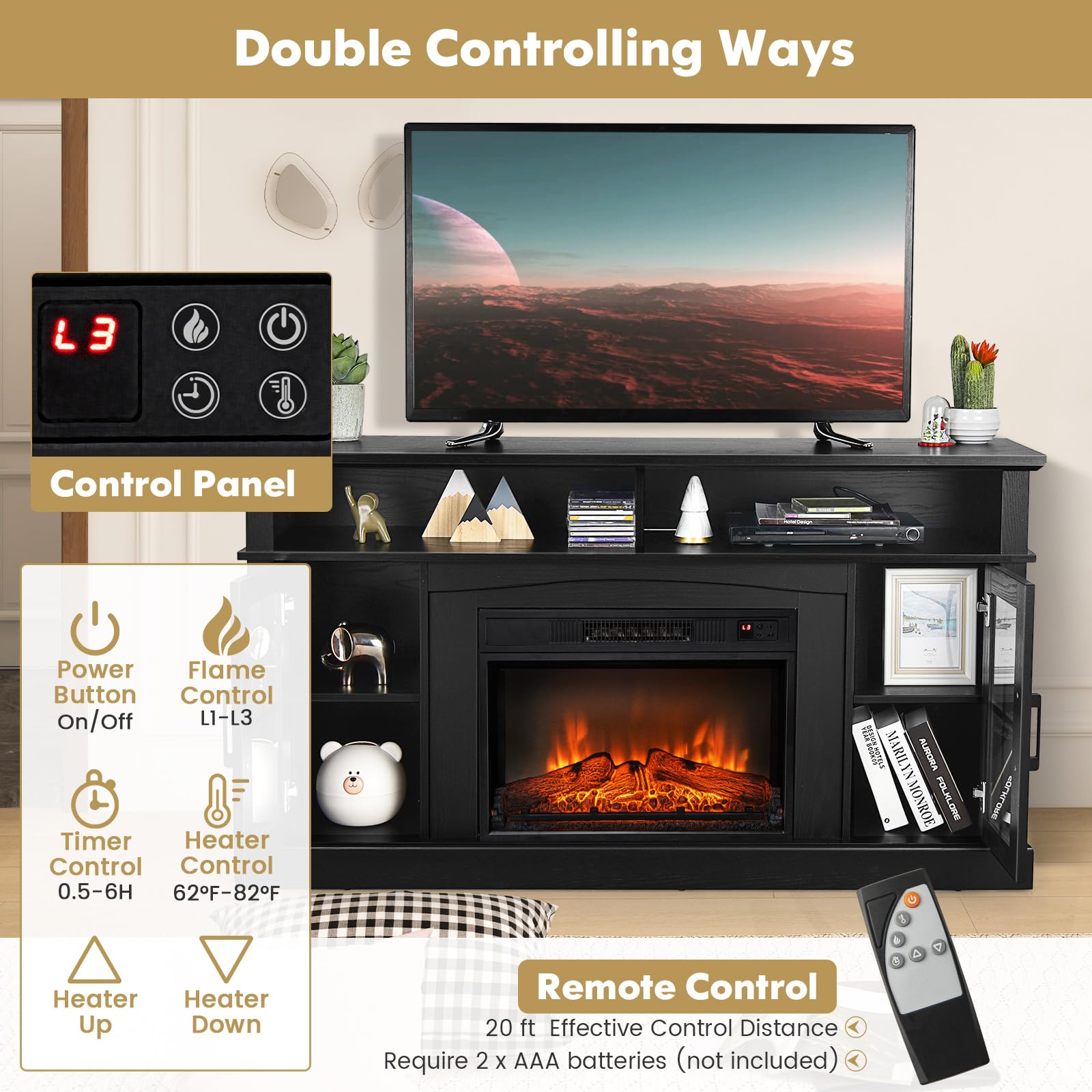 Electric Fireplace TV Stand for TVs Up to 65 Inches