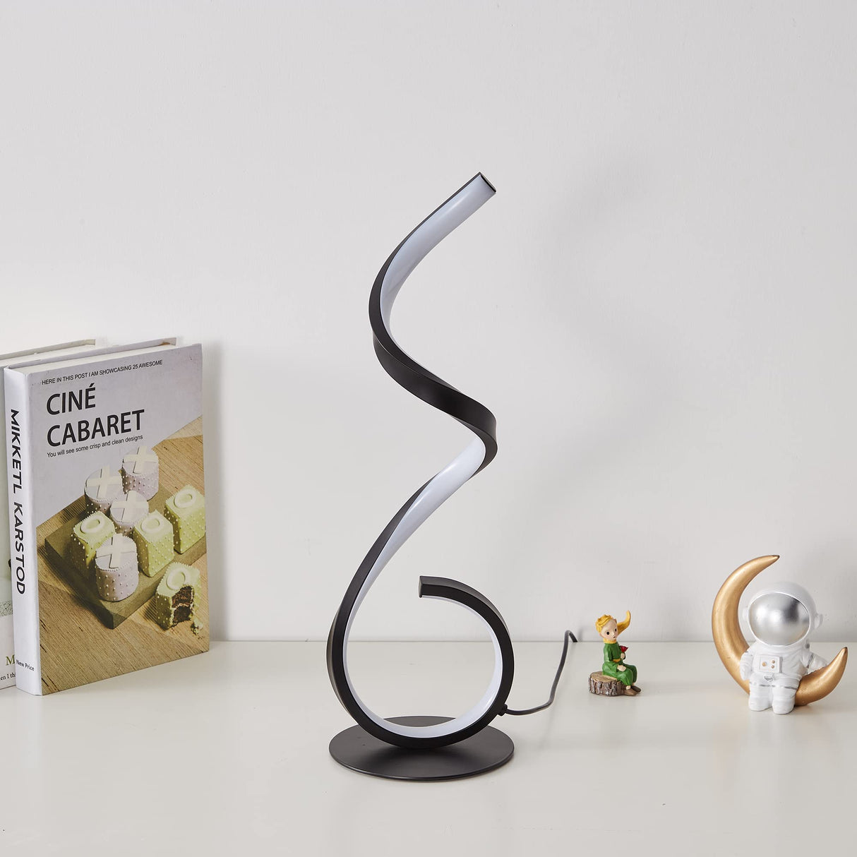 Spiral Dimmable LED Table Lamp, Modern Bedside Lamp