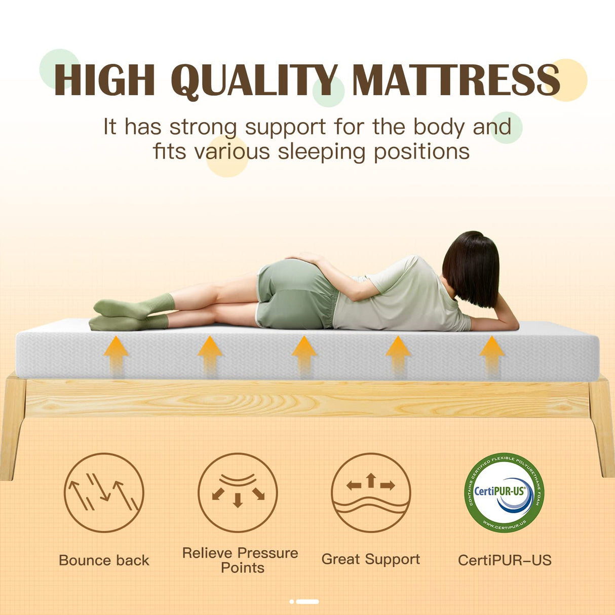 8 inch Memory Foam Mattress Cooling Gel Green