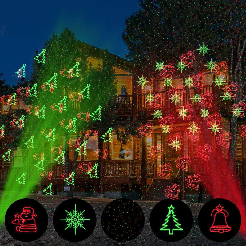 Christmas Laser Lights, Projector Lights Landscape Spotlight Red and Green Star Show