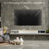 Floating TV Unit, 55'' Wall Mounted TV Cabinet, Floating Shelves with Door