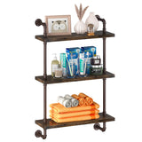 Industrial Pipe Shelving Wall Mounted 24 Inch, 3 Tier Bathroom Floating Shelves