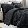 Black Comforter Set Queen - Bed in a Bag Queen 7 Pieces, Pintuck Bedding Sets Black