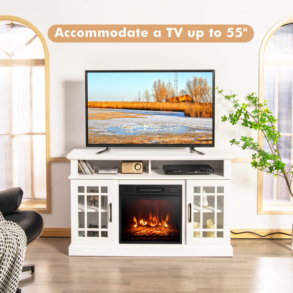 Electric Fireplace TV Stand for TVs Up to 50 Inch