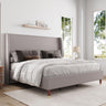 Upholstered Bed Frame Queen Size Platform Bed with Wingback Headboard/No Box