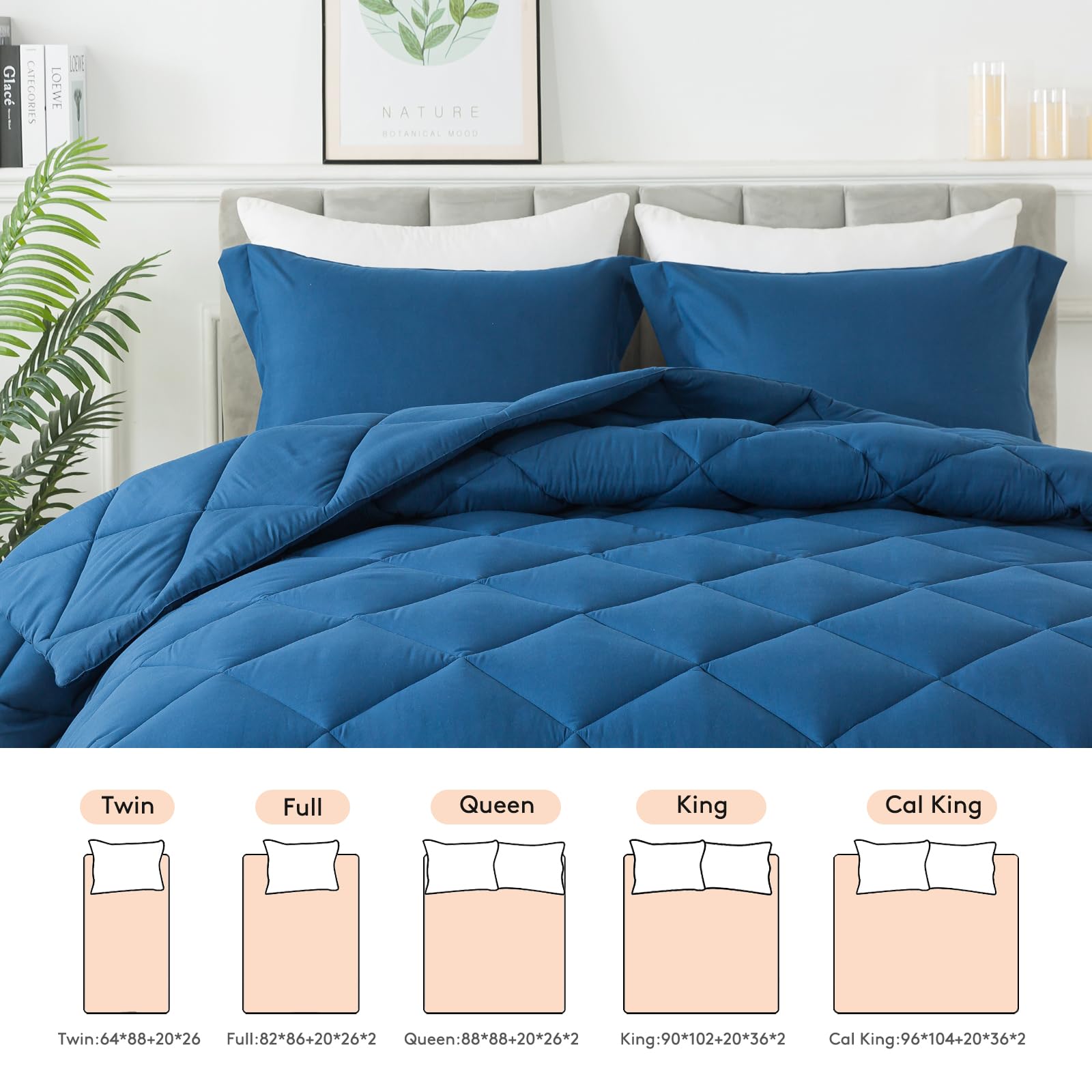 Full Size Comforter Set with 2 Pillow Shams - Down Alternative Bed Comforters Bedding