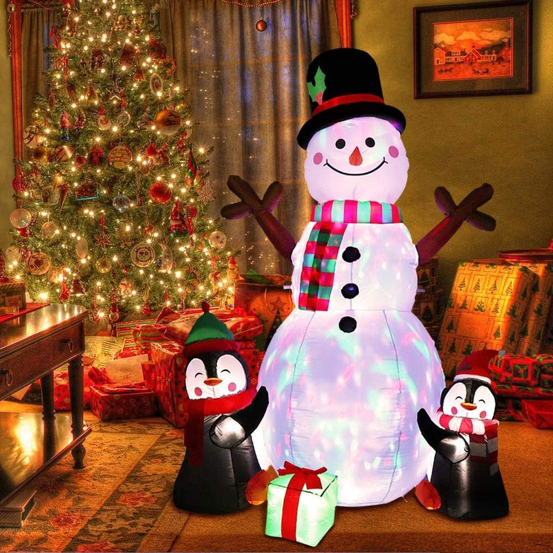 6FT Christmas Inflatables Outdoor Decorations, Lighted Inflatable Snowman Penguin