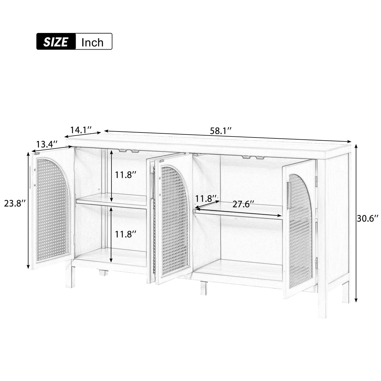 Modern Large Storage Space Kitchen Buffet Sideboard