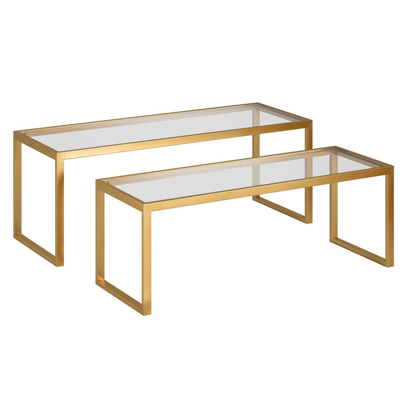 Rectangular Nested Coffee Table in Brass, Modern coffee tables for living room